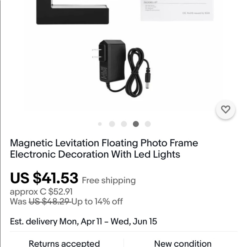 2 x Magnetic Levitation LED Floating Photo Frames - Picture 8 of 8